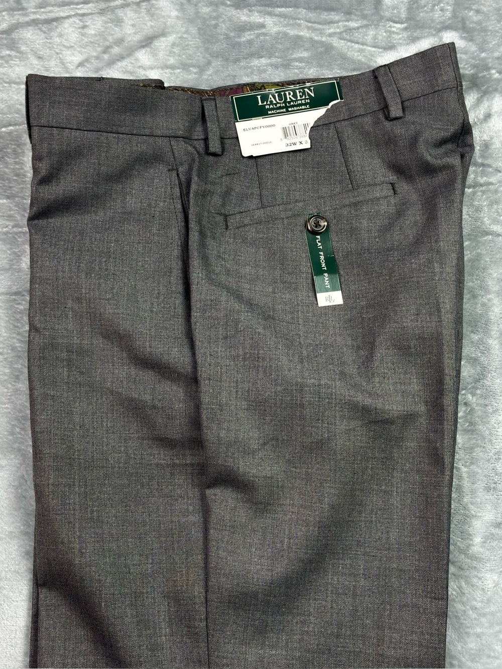 Lauren Ralph Lauren Flat Front Dress Pant Mens 32x30 Gray Herringbone Modern Fit